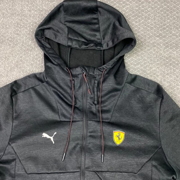 Puma Ferrari Scuderia Soft Shell Jacket Hoodie Mens Large Black Full Zip Street - Picture 2 of 12